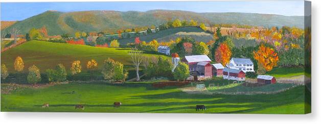 Pa Ridge And Valley Landscape Canvas Print featuring the painting Autumn the year's last loveliest smile by Barb Pennypacker