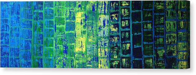 Blue City Canvas Print featuring the painting Blue CIty by Linda Bailey