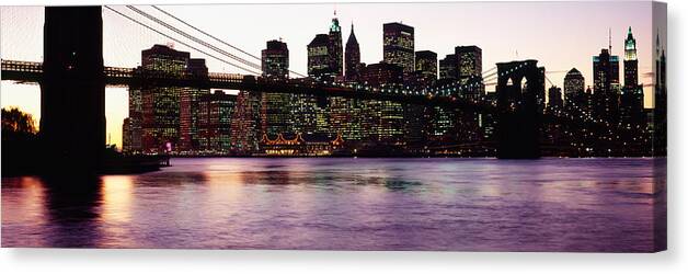 Photography Canvas Print featuring the photograph Bridge Across A River, Brooklyn Bridge by Panoramic Images