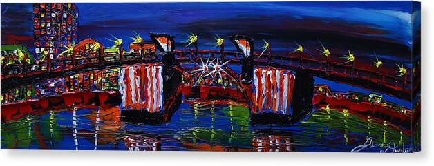  Canvas Print featuring the painting City Light Over Morrison Bridge 7 by James Dunbar