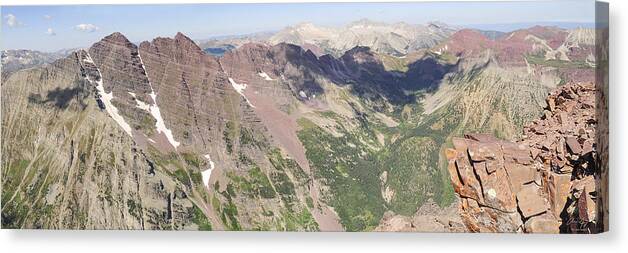 Pyramid Canvas Print featuring the photograph Colorado Summit Panorama - Pyramid Peak by Aaron Spong