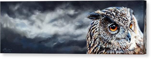 Eagle Owl Canvas Print featuring the painting Eagle Owl by Lachri