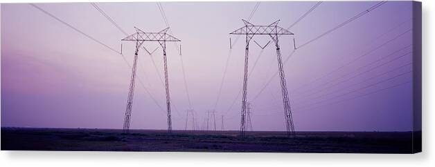 Photography Canvas Print featuring the photograph Electric Towers At Sunset, California by Panoramic Images