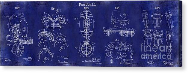 Football Patent Canvas Print featuring the photograph Football Patent history Blue by Jon Neidert