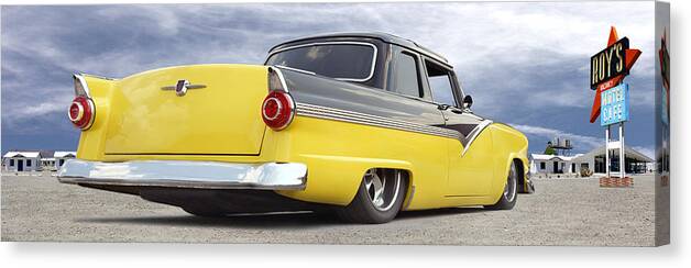 1955 Ford Canvas Print featuring the photograph Ford Lowrider at Roys by Mike McGlothlen