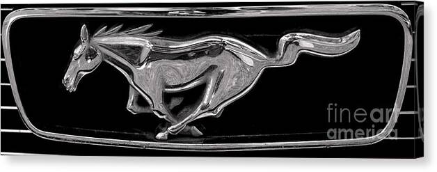 Ford Canvas Print featuring the photograph Ford Mustang Classic Car Logo by Amir Paz