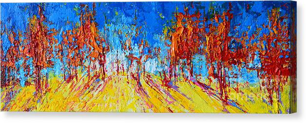 Tree Forest Artwork Scenic Painting Canvas Print featuring the painting Tree Forest 1 Modern Impressionist landscape painting palette knife work by Patricia Awapara