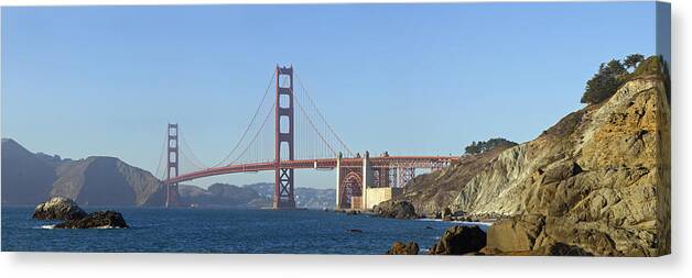 America Canvas Print featuring the photograph Golden Gate Bridge PANORAMIC by Melanie Viola