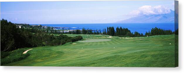 Photography Canvas Print featuring the photograph Golf Course At The Oceanside, Kapalua by Panoramic Images