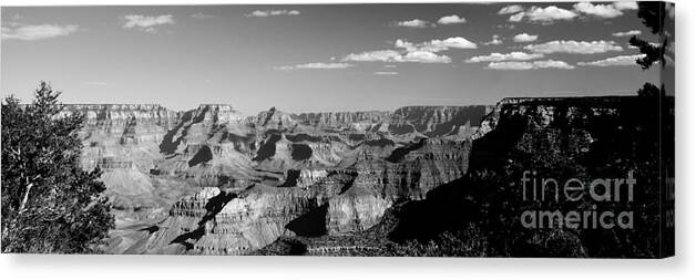 Grand Canyon Panoram Bw Canvas Print featuring the photograph Grand Canyon Panorama BW by Patrick Witz