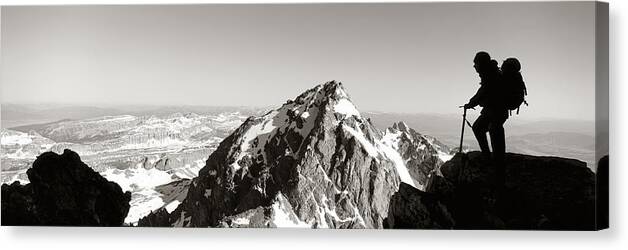 Photography Canvas Print featuring the photograph Hiker, Grand Teton Park, Wyoming, Usa by Panoramic Images