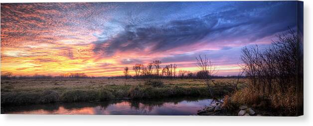 Sunset Canvas Print featuring the photograph Mitchell Park Sunset Panorama by Scott Norris