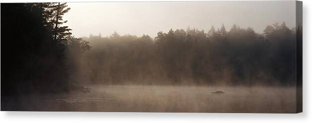 Photography Canvas Print featuring the photograph Morning Mist Adirondack State Park Old by Panoramic Images