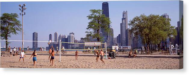 Photography Canvas Print featuring the photograph People Playing Beach Volleyball by Panoramic Images