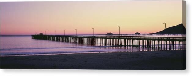 Photography Canvas Print featuring the photograph Pier At Sunset, Avila Beach Pier, San by Panoramic Images