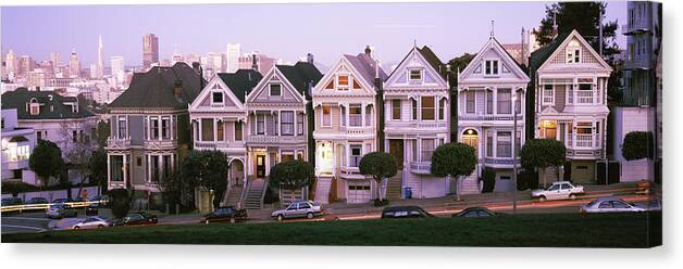 Photography Canvas Print featuring the photograph Row Houses In A City, Postcard Row, The by Panoramic Images