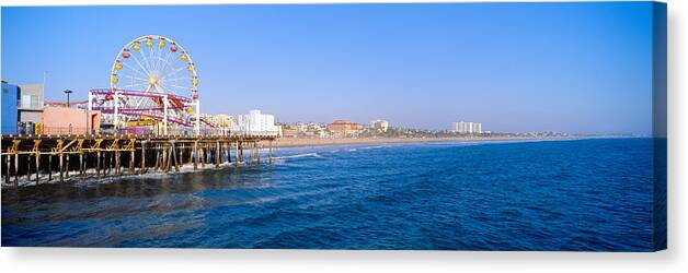Photography Canvas Print featuring the photograph Santa Monica Pier With Ferris Wheel by Panoramic Images