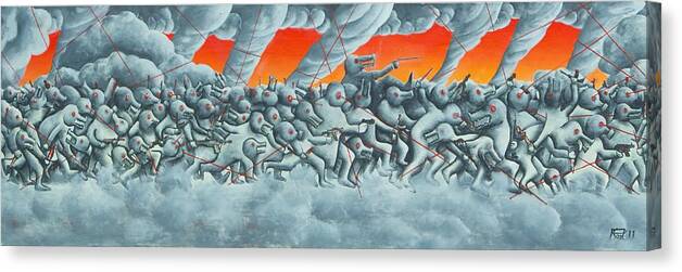 Oil Canvas Print featuring the painting Search And Destroy by Poul Costinsky