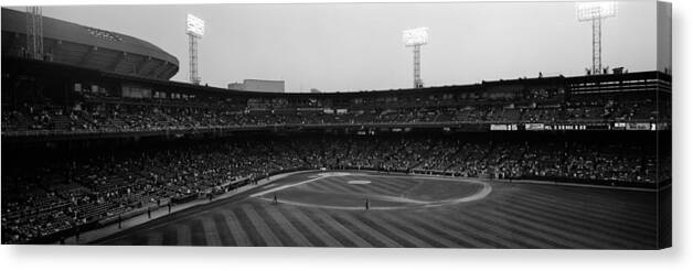 Photography Canvas Print featuring the photograph Spectators In A Baseball Park, U.s by Panoramic Images