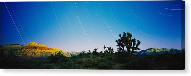 Photography Canvas Print featuring the photograph Star Trails Over Red Rock Canyon by Panoramic Images