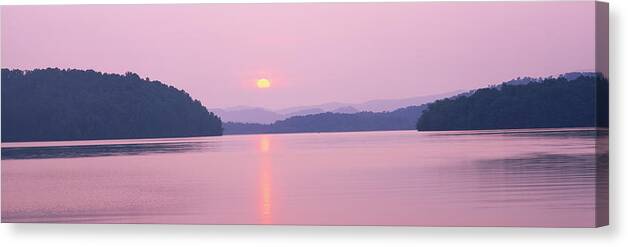 Photography Canvas Print featuring the photograph Sunset Over Mountains, Lake Chatuge by Panoramic Images