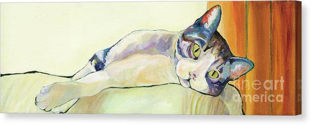 Pat Saunders-white Canvas Prints Canvas Print featuring the painting The Sunbather by Pat Saunders-White