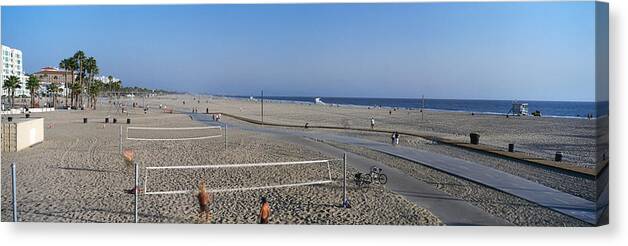 1.5 by 48 by 16-Inch USA Canvas Print by Panoramic Images Santa Monica iCanvasART 3-Piece Tourists Playing Volleyball on The Beach California Los Angeles County