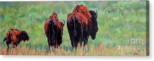 Bison Canvas Print featuring the painting TRI by Patricia A Griffin