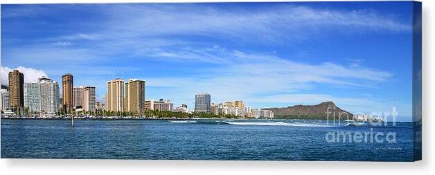 Waikiki Beach Canvas Print featuring the photograph Waikiki and Diamond Head From the West by Aloha Art