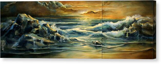 Seascape Canvas Print featuring the painting 'A peaceful moment' by Michael Lang