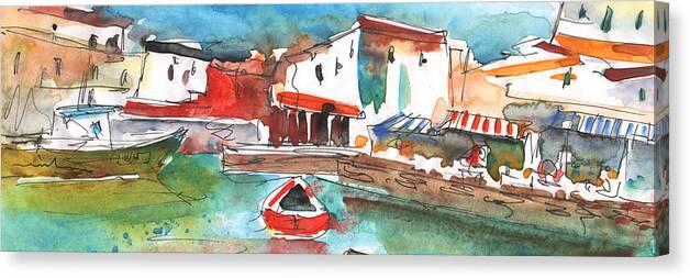 Travel Sketch Canvas Print featuring the painting Chania 01 bis by Miki De Goodaboom