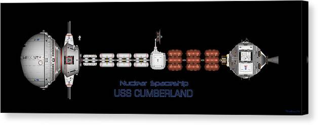 Spaceship Canvas Print featuring the digital art Nuclear Spaceship USS CUMBERLAND by David Robinson