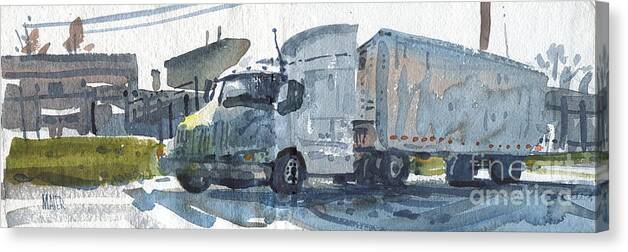 Semi Canvas Print featuring the painting Truck Panorama by Donald Maier