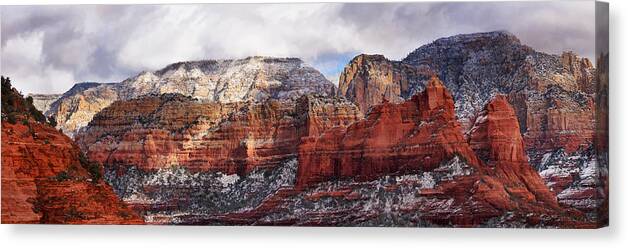 Landscape Canvas Print featuring the photograph Red Rock Peaks #1 by Leda Robertson