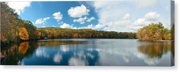 Autumn Canvas Print featuring the photograph Autumn Lake #10 by Songquan Deng