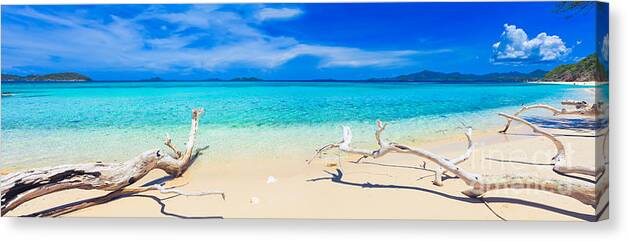 Sea Canvas Print featuring the photograph Tropical beach Malcapuya by MotHaiBaPhoto Prints