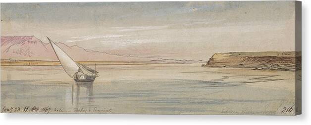 English Art Canvas Print featuring the drawing Between Thebes and Erment by Edward Lear