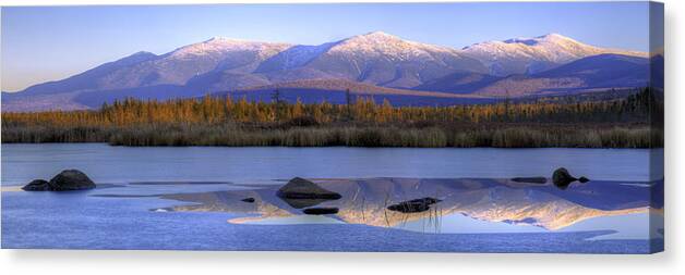 Cherry Canvas Print featuring the photograph Cherry Pond Reflections Panorama by White Mountain Images