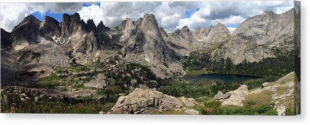 Wyoming Canvas Print featuring the photograph Cirque of the Towers Panoramic by Brett Pelletier