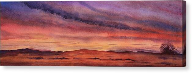Desert Canvas Print featuring the painting Desert Sunset by Ruth Kamenev