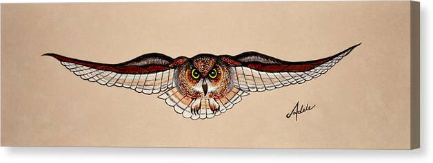 Owl Canvas Print featuring the painting Determination by Adele Moscaritolo