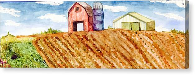 Iowa Canvas Print featuring the painting Farm in Spring by Jame Hayes