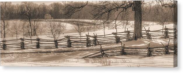 Civil War Canvas Print featuring the photograph Gettysburg at Rest - We'll Be Home Before Dark - Phillip Synder Farm, Winter by Michael Mazaika