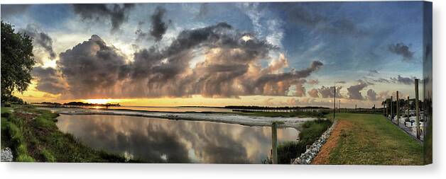 Sunrise Prints Canvas Print featuring the photograph Inlet Sunrise Panorama by Phil Mancuso