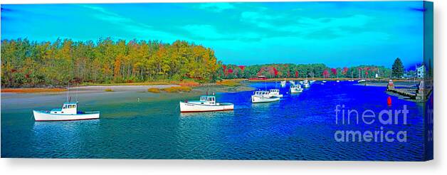 Kennebunkport Canvas Print featuring the photograph Kennebunkport, Maine, lobster boats by Tom Jelen
