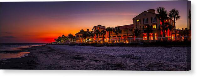 The King And Prince Beach & Golf Resort Canvas Print featuring the photograph King and Prince Twilight by Chris Bordeleau