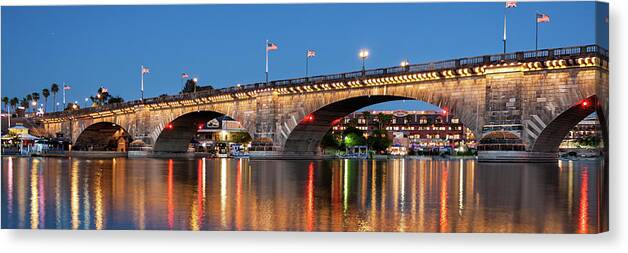 London Bridge Canvas Print featuring the photograph London Bridge Twilight Panorama by James Eddy
