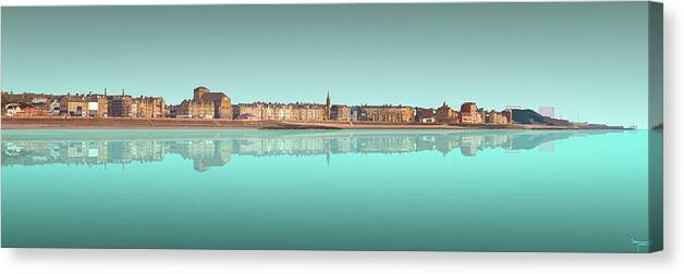 West End Canvas Print featuring the digital art Morecambe West End 2 - Aqua by Joe Tamassy
