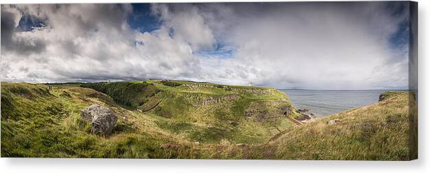 Mussenden Temple Canvas Print featuring the photograph Mussenden Temple and the Black Glen by Nigel R Bell