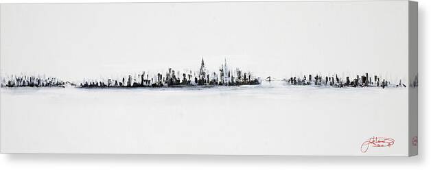Original Canvas Print featuring the painting New York City Skyline Black And White by Jack Diamond